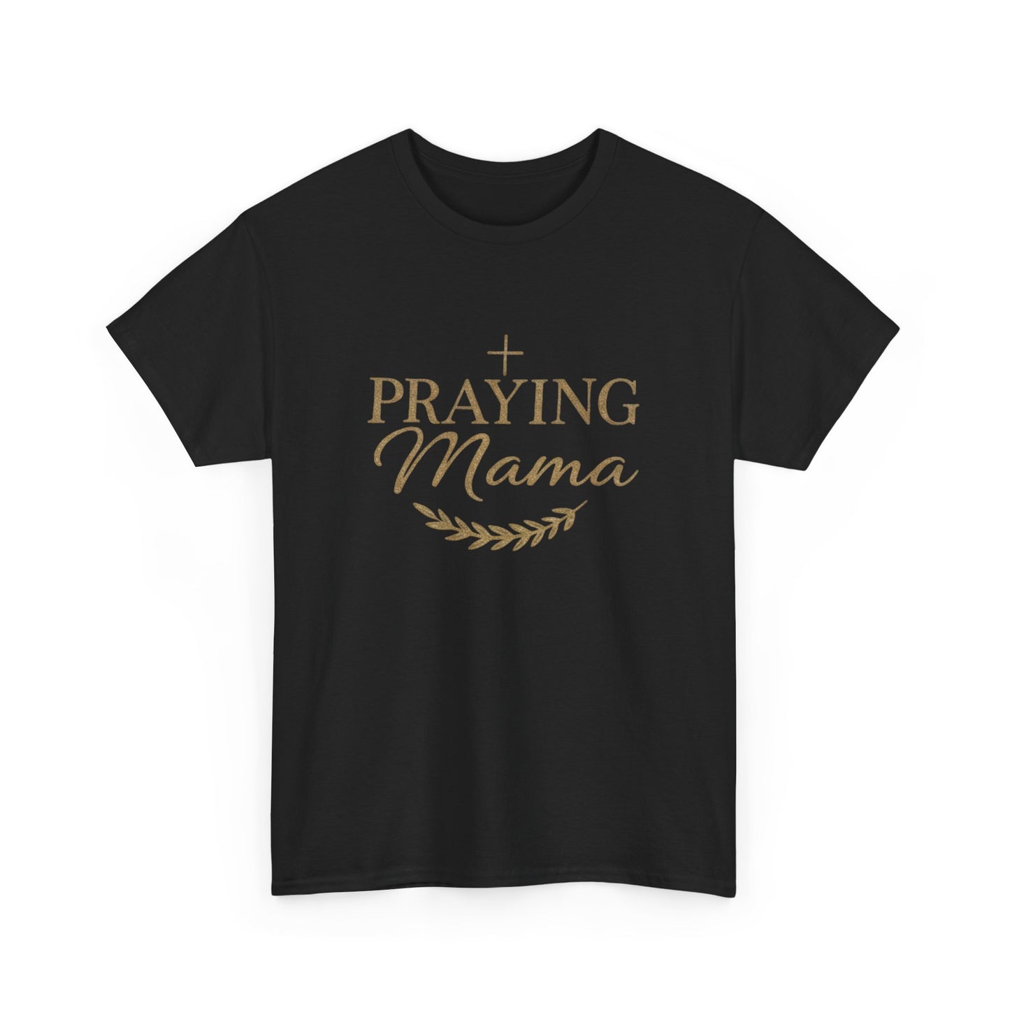 Praying Mama T‑Shirt — Faithful Mom Graphic Tee (Prayer Cross & Laurel)