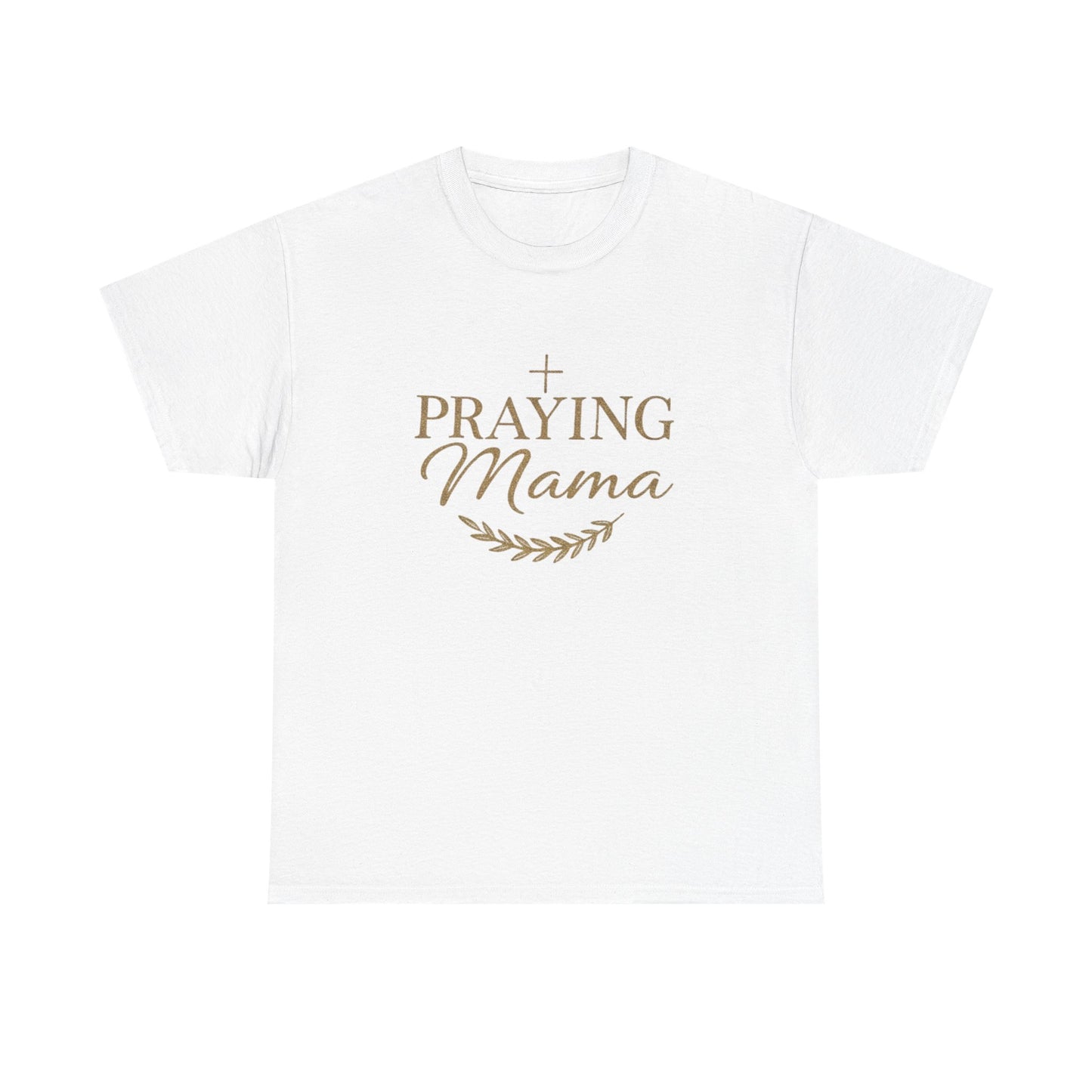 Praying Mama T‑Shirt — Faithful Mom Graphic Tee (Prayer Cross & Laurel)