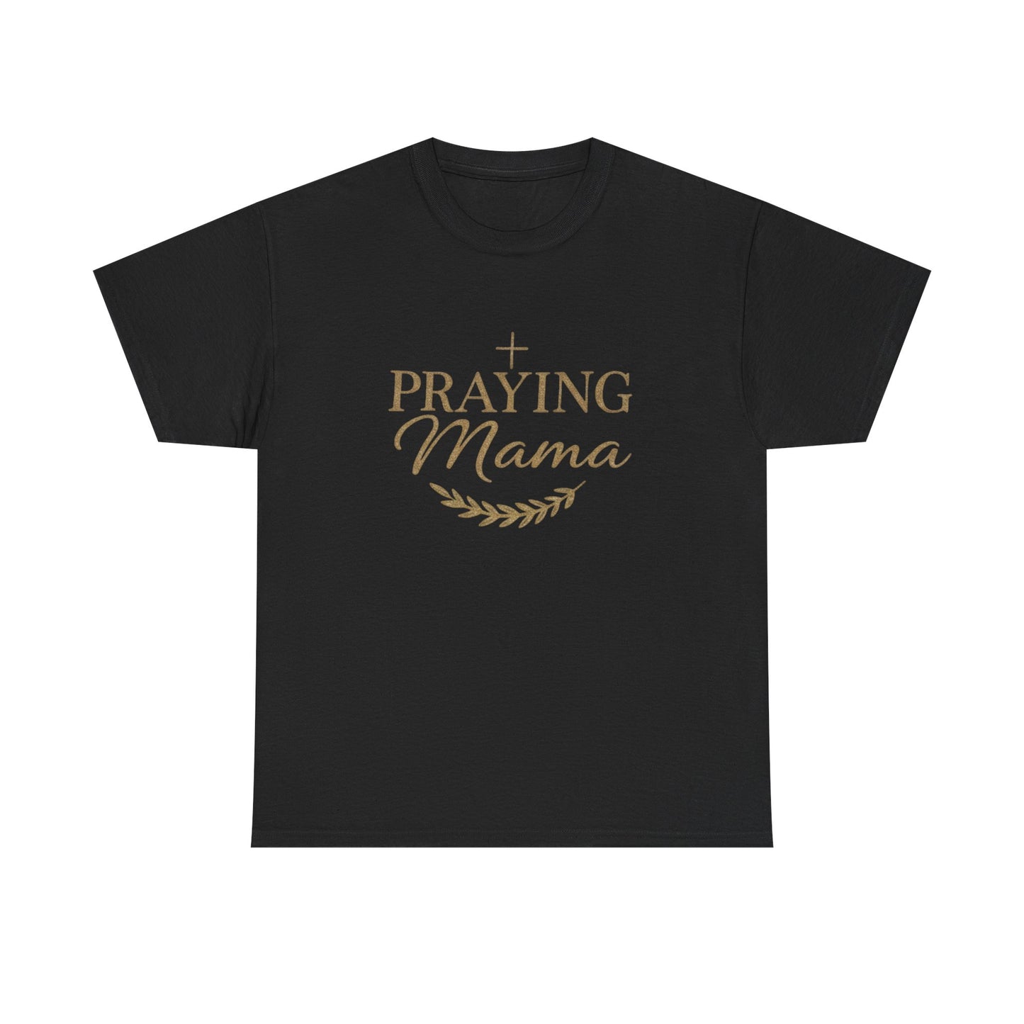 Praying Mama T‑Shirt — Faithful Mom Graphic Tee (Prayer Cross & Laurel)