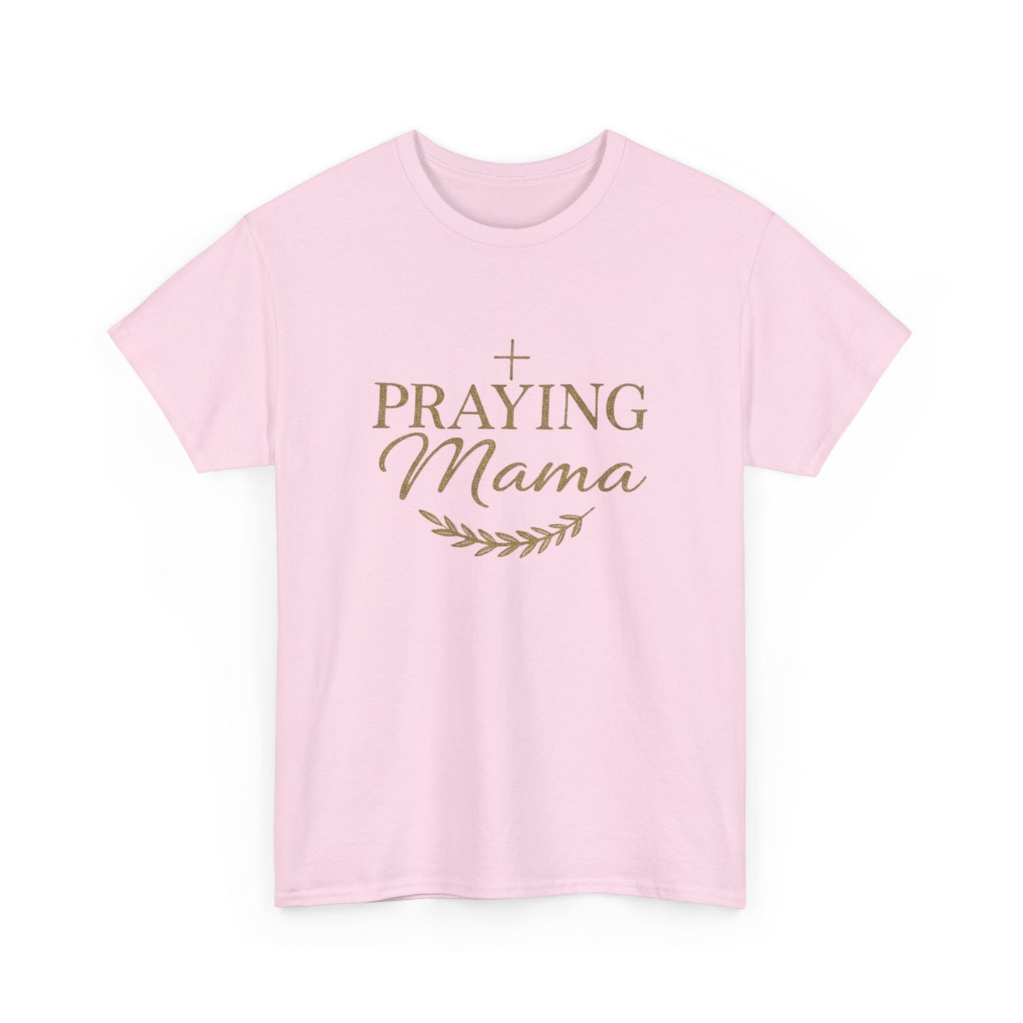 Praying Mama T‑Shirt — Faithful Mom Graphic Tee (Prayer Cross & Laurel)