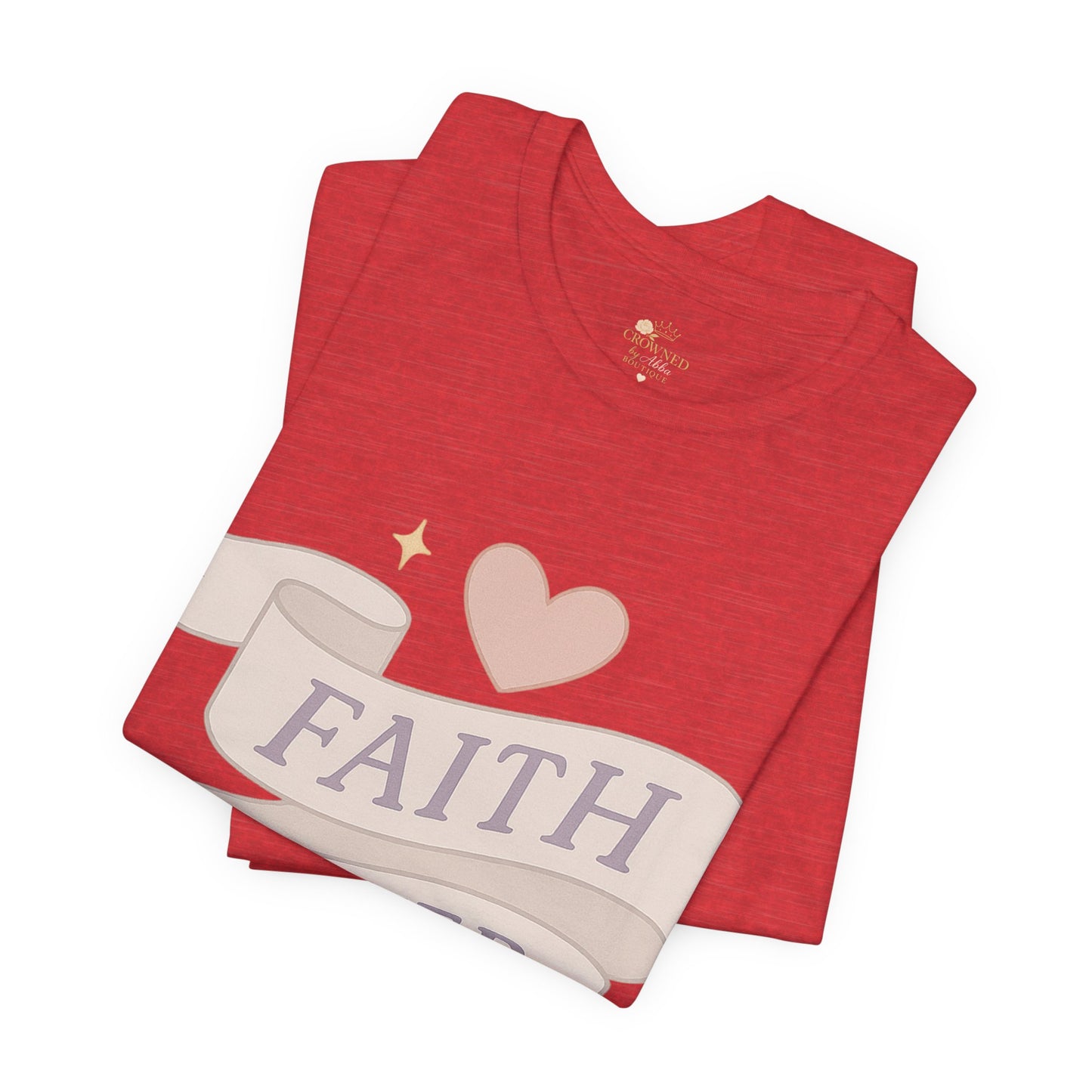 Faith Over Fear T-Shirt — Pastel Crown & Ribbon Christian Inspirational Tee