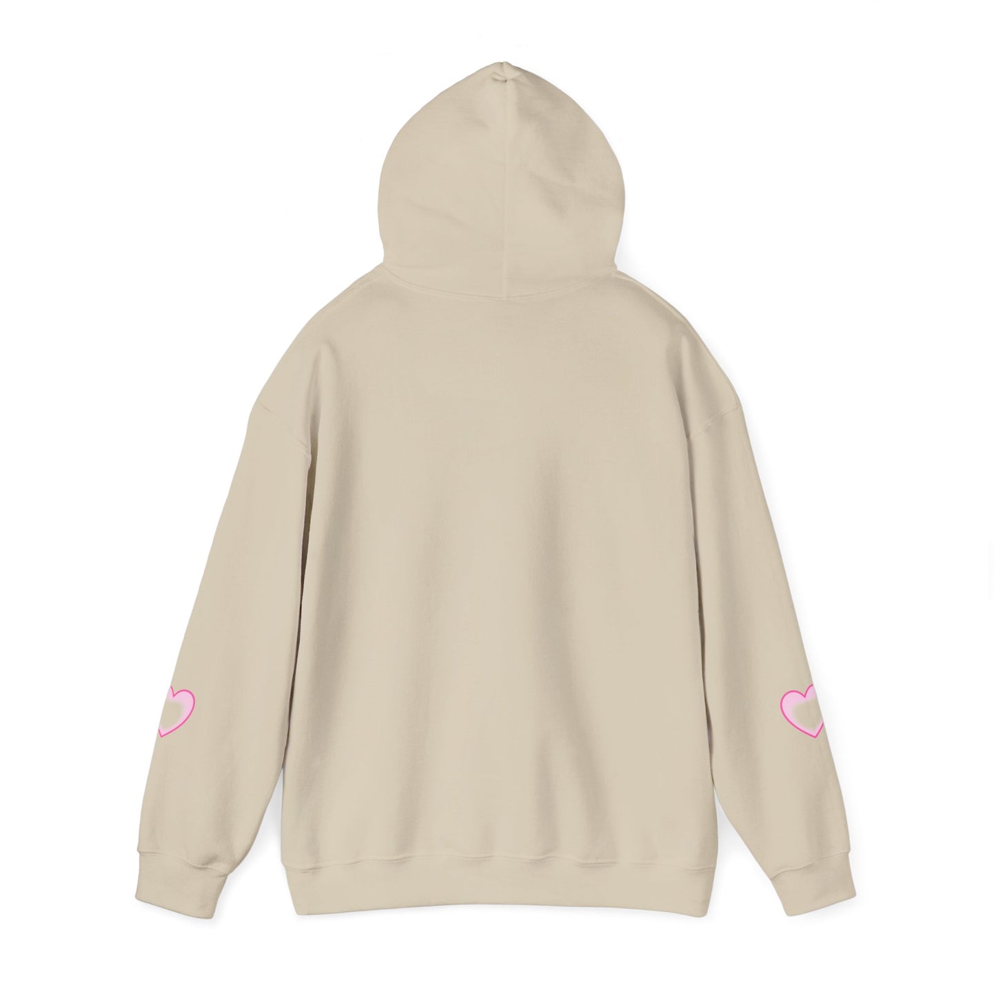 Christian Hoodie - "Loved by Abba" Pink Script with Heart Sleeve Design