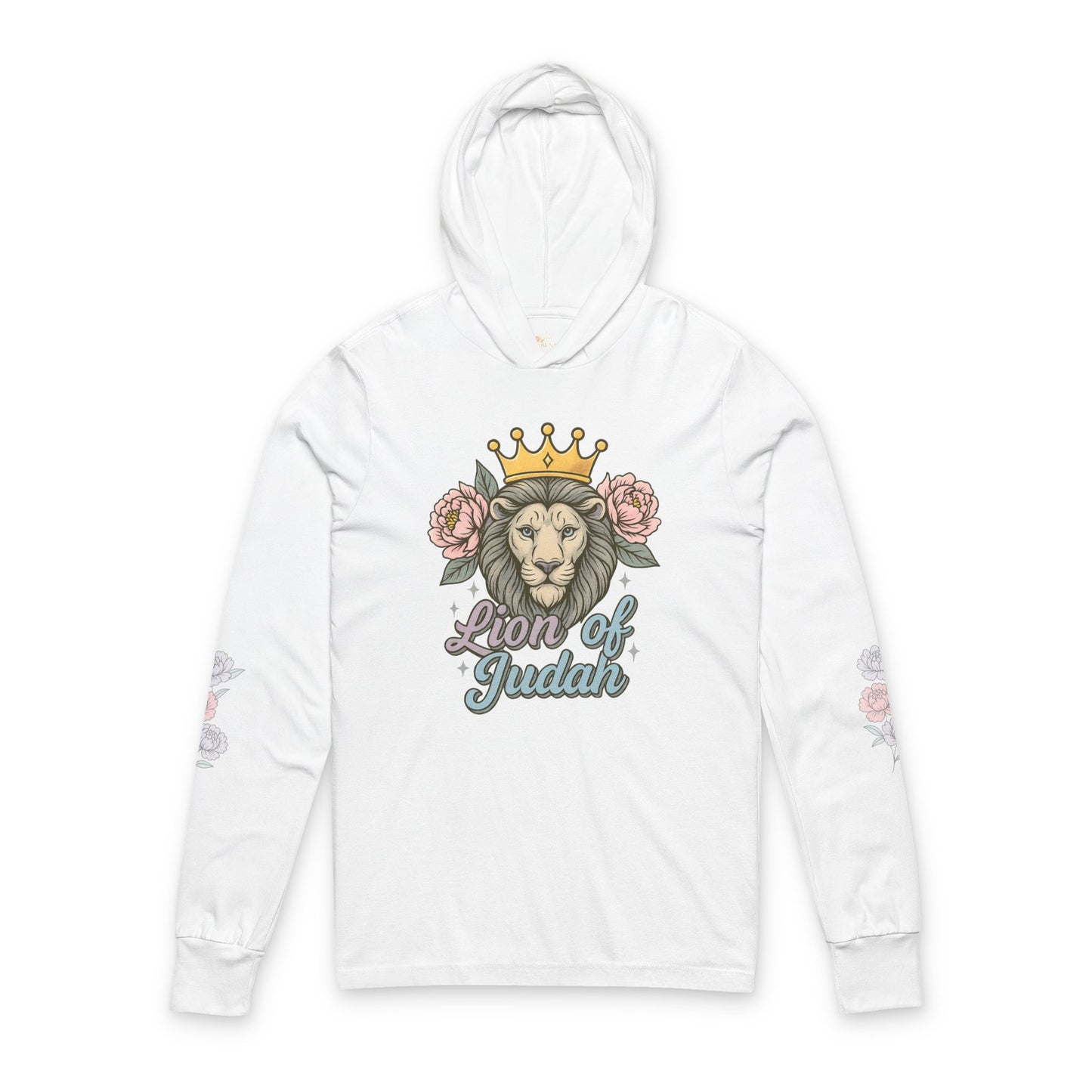 Lion of Judah Hooded Long Sleeve Tee Christian Lightweight Hoodie