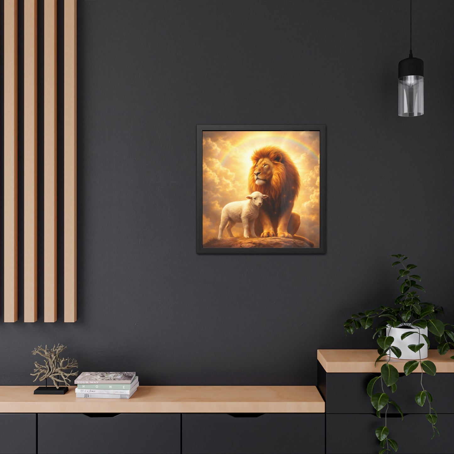 Lion and Lamb Wall Art (Inspirational Religious Print)