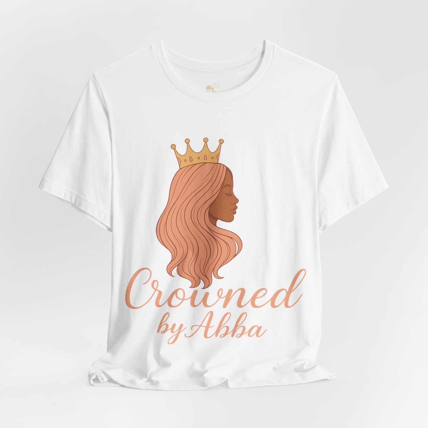 Crowned by Abba T-Shirt — Pastel Crown & Ribbon Christian Inspirational Tee