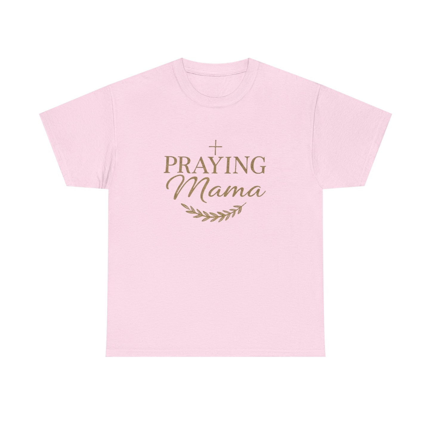 Praying Mama T‑Shirt — Faithful Mom Graphic Tee (Prayer Cross & Laurel)