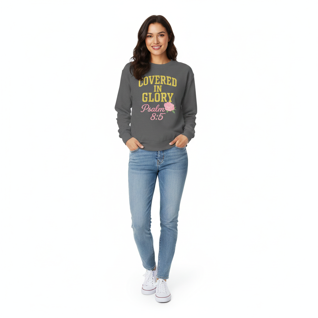 Sweatshirt — "Covered in Glory Psalm 8:5" Christian Crewneck
