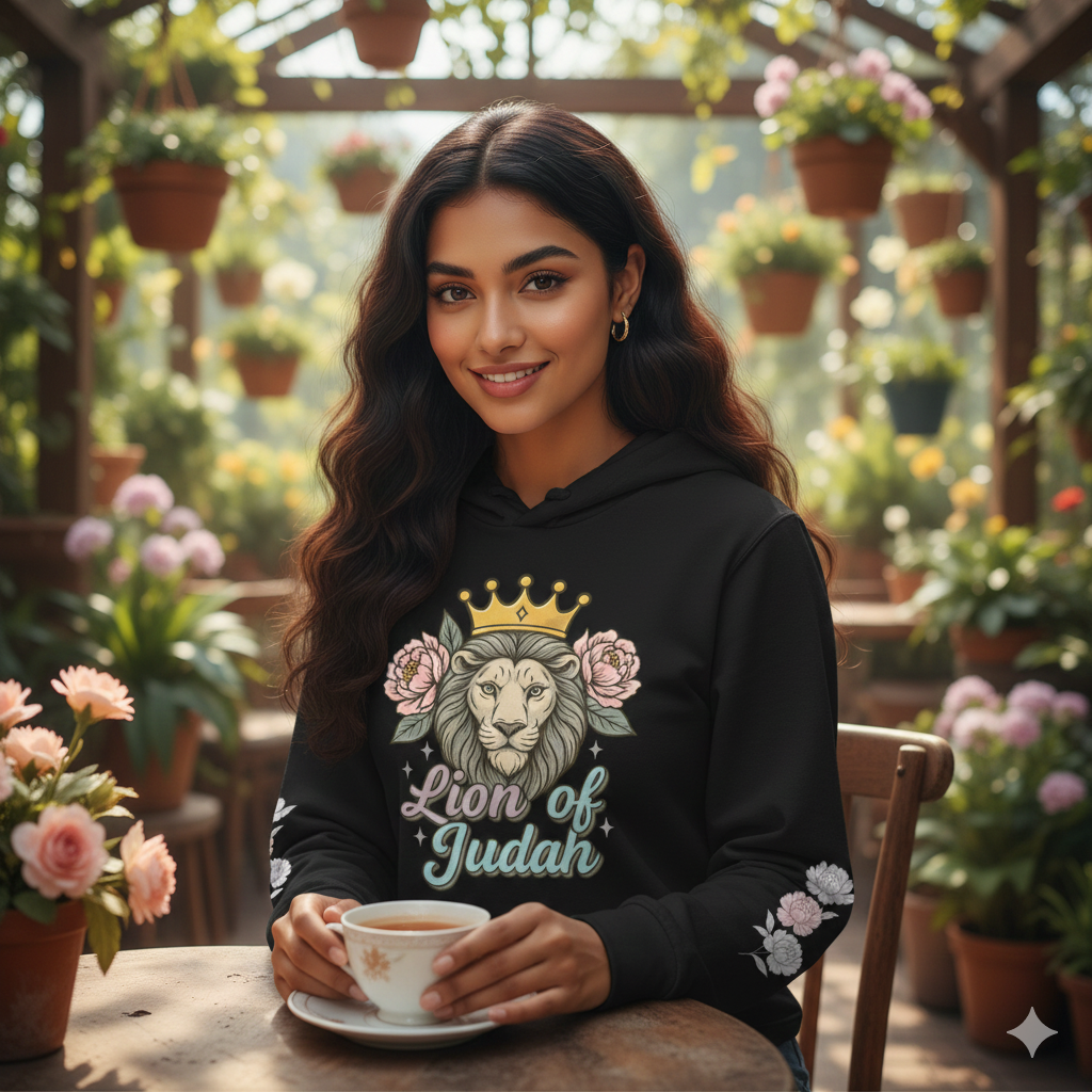 Lion of Judah Hooded Long Sleeve Tee Christian Lightweight Hoodie