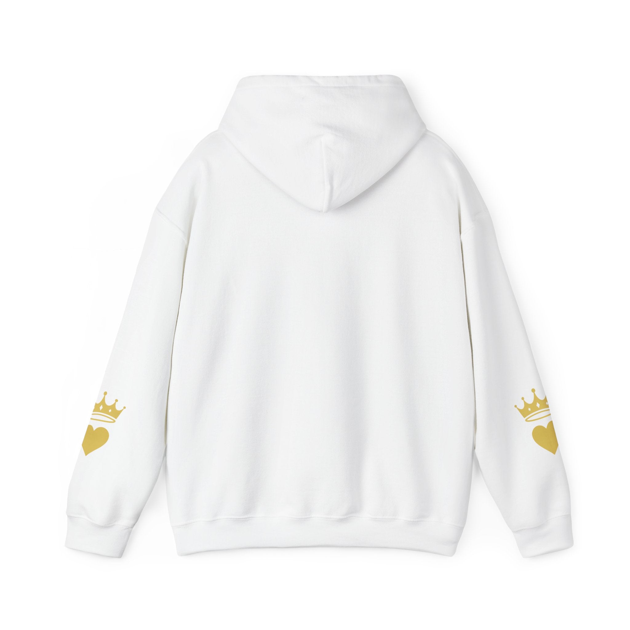 Christian Hoodie - "Jesus Over Everything" Pink Script with Gold Crown & Heart Sleeve Design