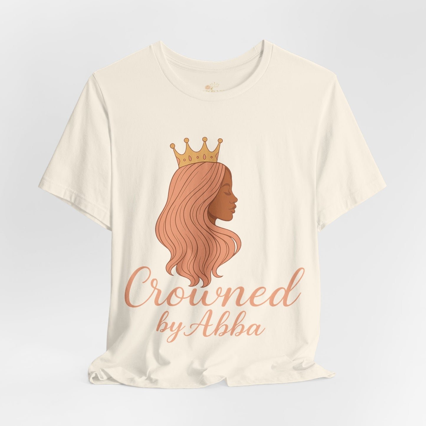 Crowned by Abba T-Shirt — Pastel Crown & Ribbon Christian Inspirational Tee