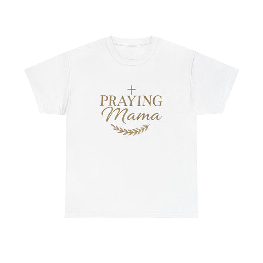 Praying Mama T‑Shirt — Faithful Mom Graphic Tee (Prayer Cross & Laurel)