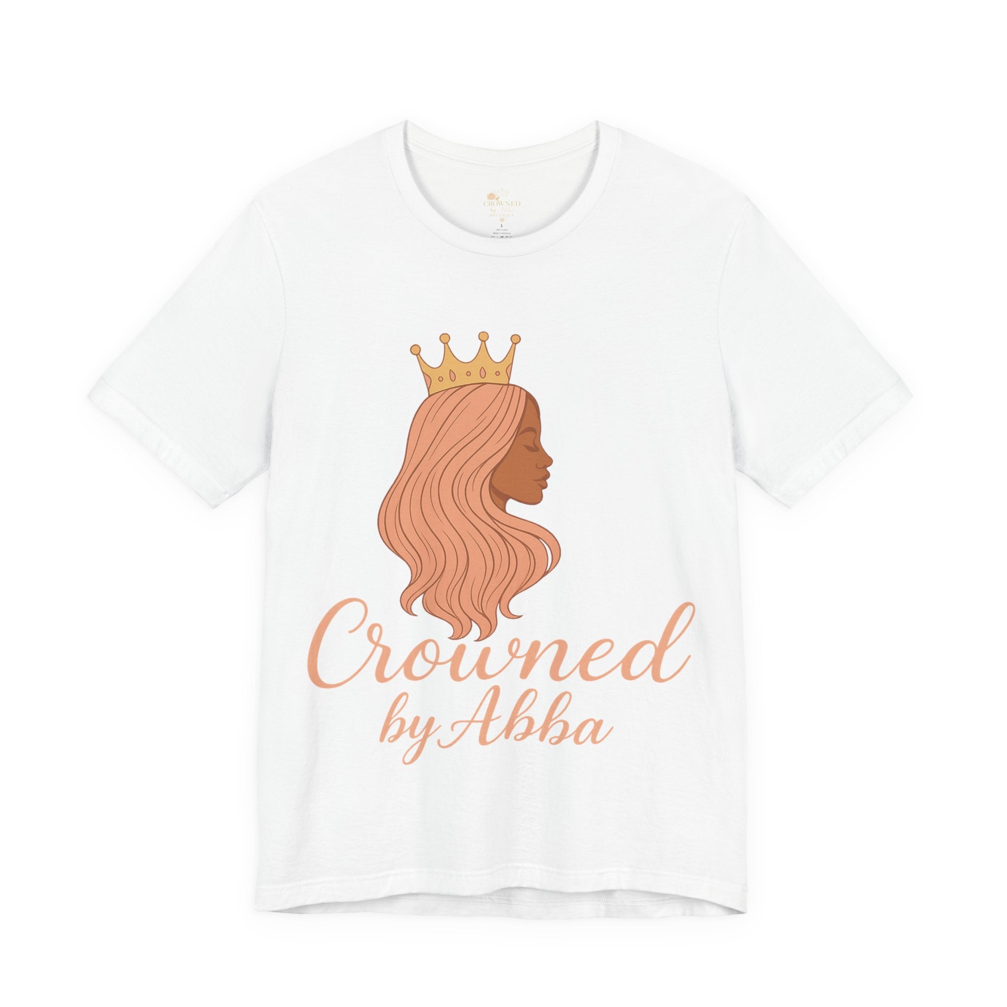 Crowned by Abba T-Shirt — Pastel Crown & Ribbon Christian Inspirational Tee
