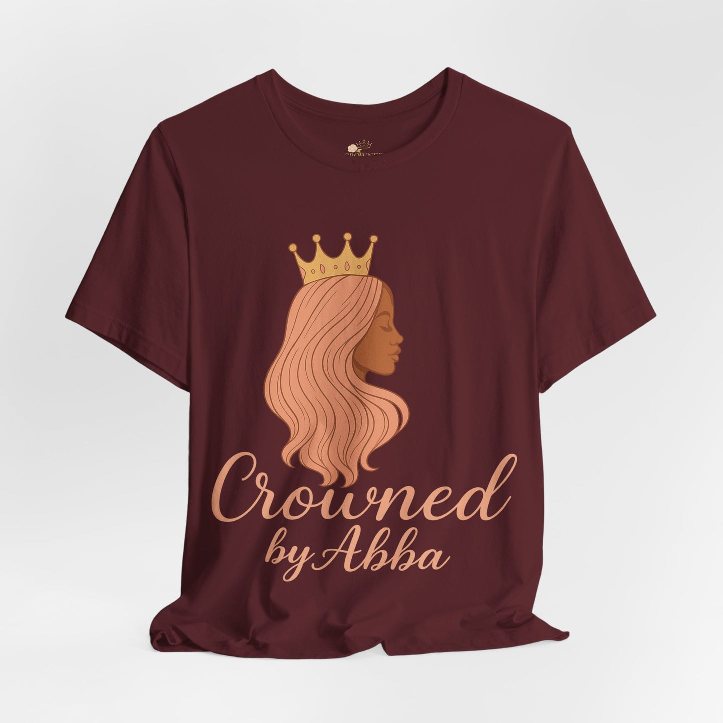 Crowned by Abba T-Shirt — Pastel Crown & Ribbon Christian Inspirational Tee