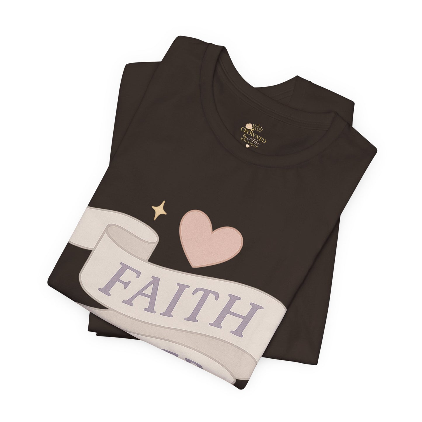 Faith Over Fear T-Shirt — Pastel Crown & Ribbon Christian Inspirational Tee