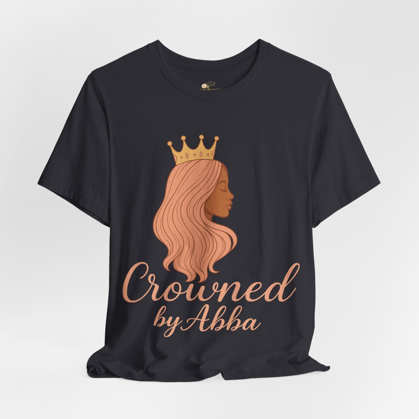 Crowned by Abba T-Shirt — Pastel Crown & Ribbon Christian Inspirational Tee