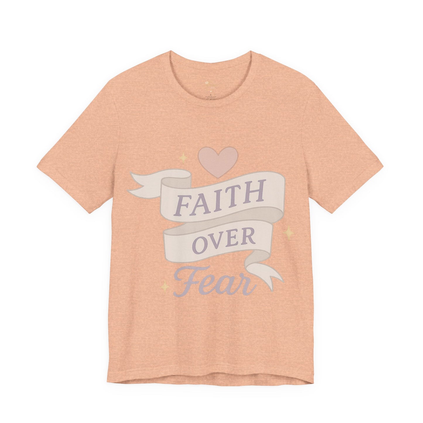 Faith Over Fear T-Shirt — Pastel Crown & Ribbon Christian Inspirational Tee
