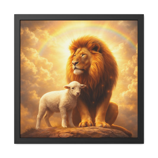 Lion and Lamb Wall Art (Inspirational Religious Print)