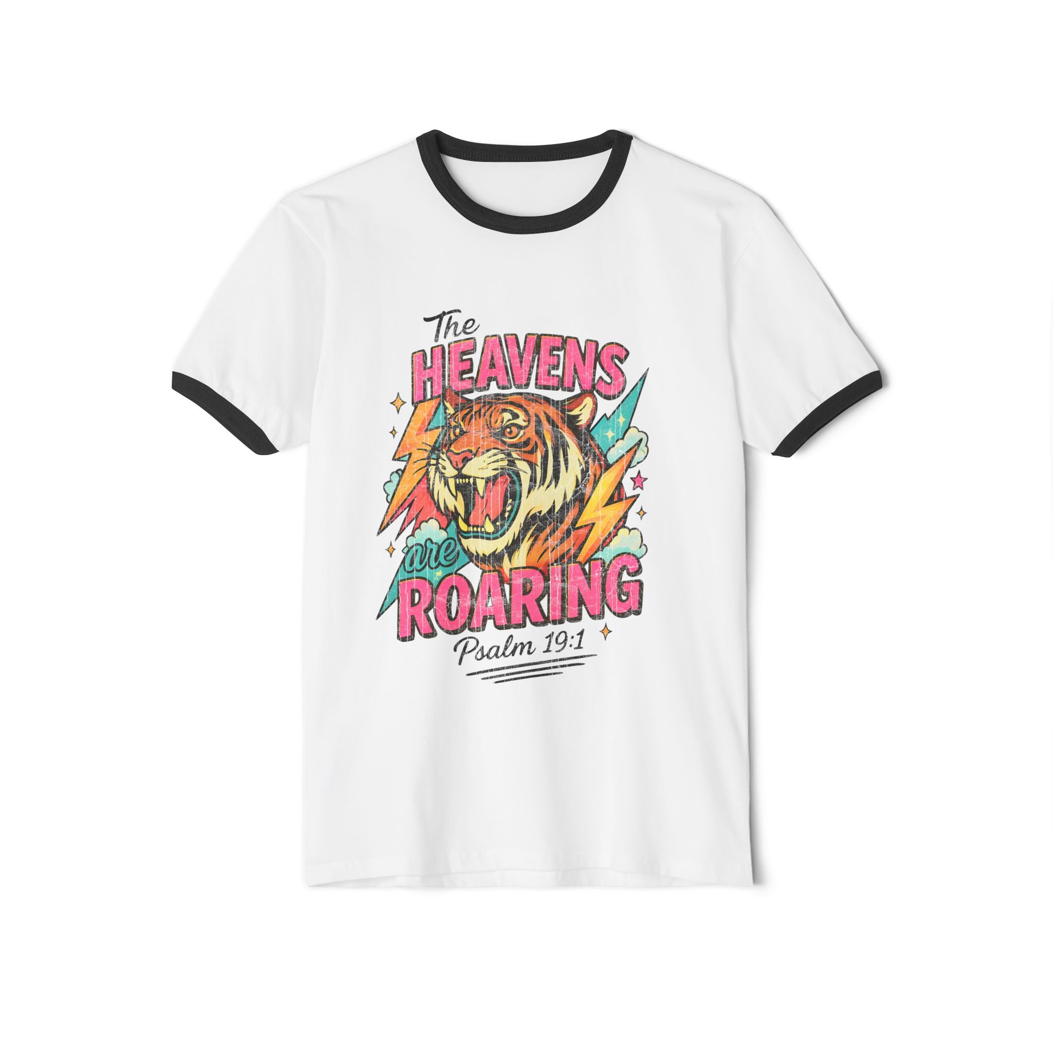 Christian Tiger Ringer T‑Shirt — "The Heavens Are Roaring"
