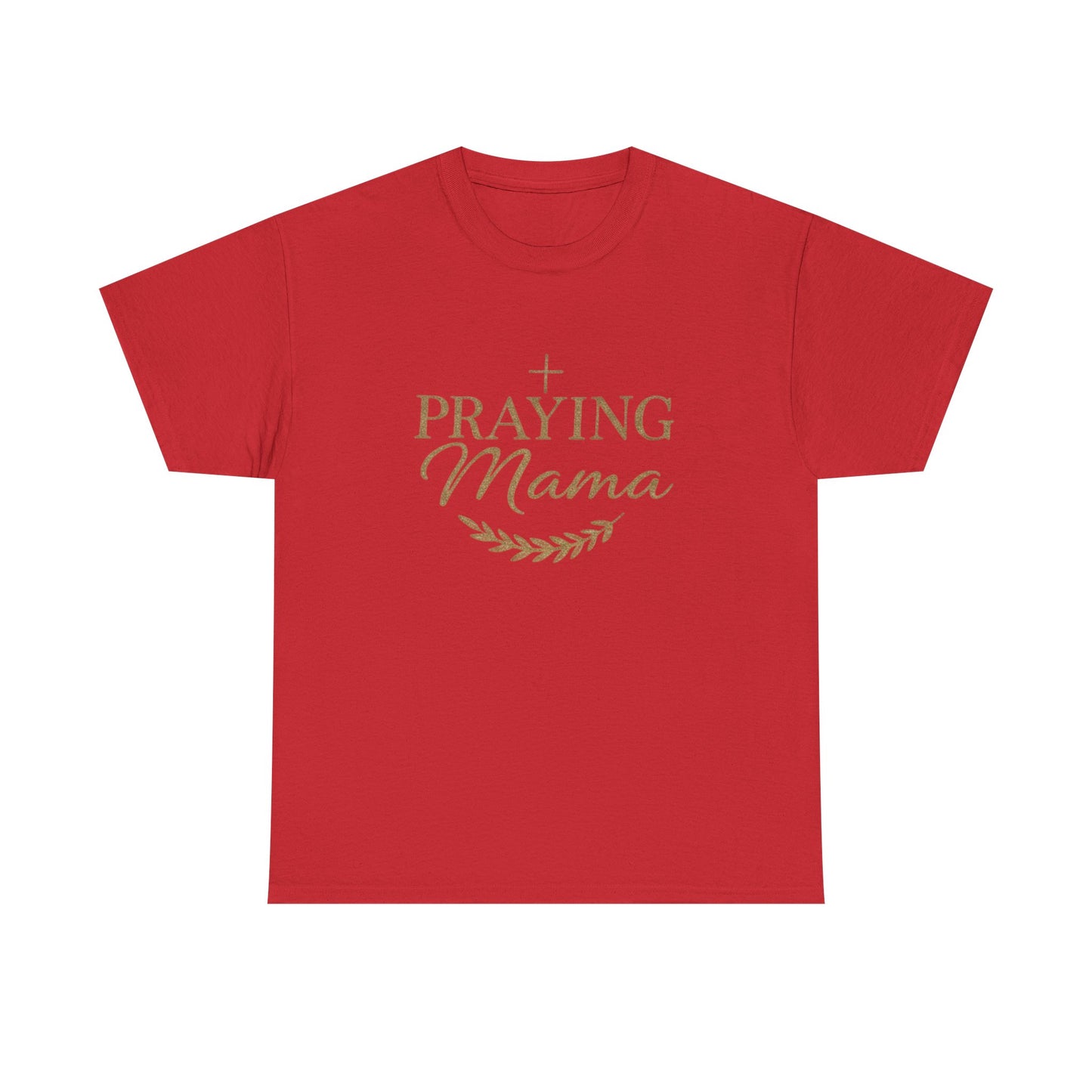 Praying Mama T‑Shirt — Faithful Mom Graphic Tee (Prayer Cross & Laurel)