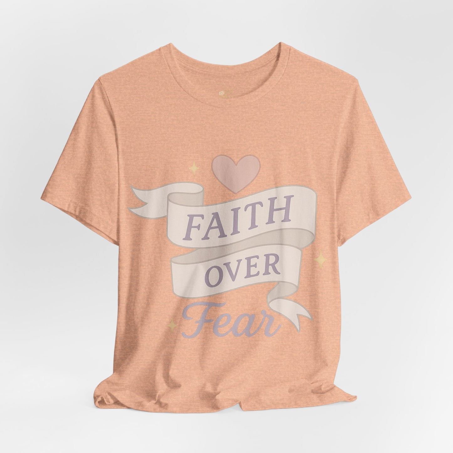 Faith Over Fear T-Shirt — Pastel Crown & Ribbon Christian Inspirational Tee
