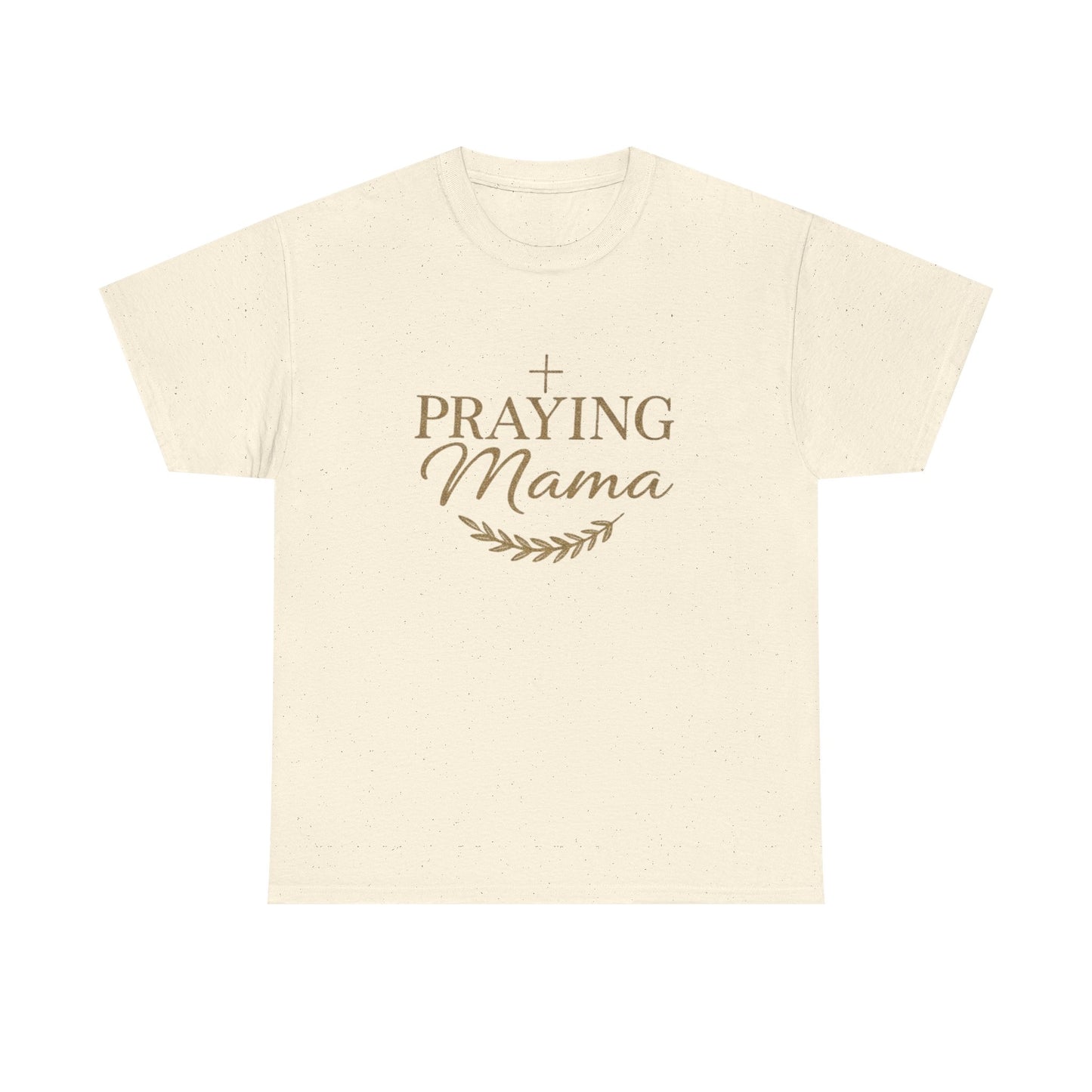 Praying Mama T‑Shirt — Faithful Mom Graphic Tee (Prayer Cross & Laurel)