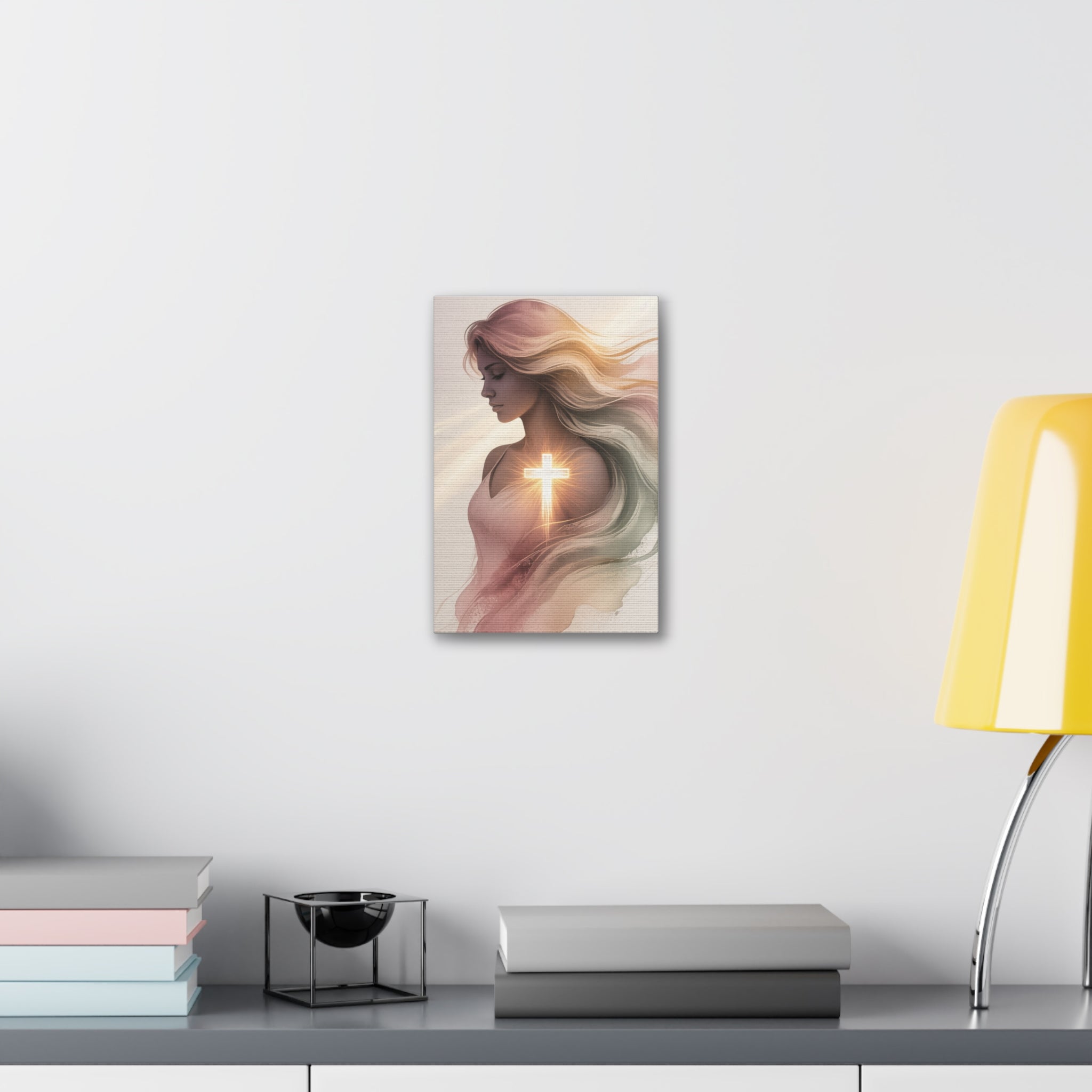 Christian Canvas Wall Art — Radiant Cross Woman Stretched Canvas