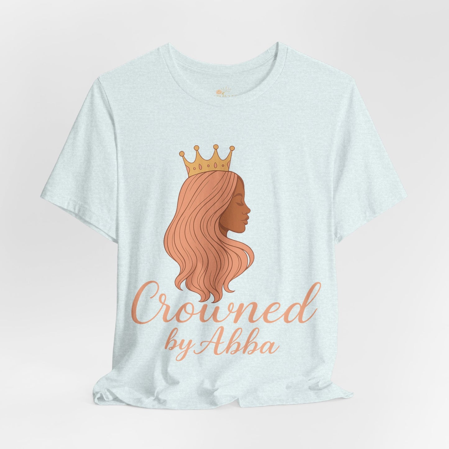 Crowned by Abba T-Shirt — Pastel Crown & Ribbon Christian Inspirational Tee