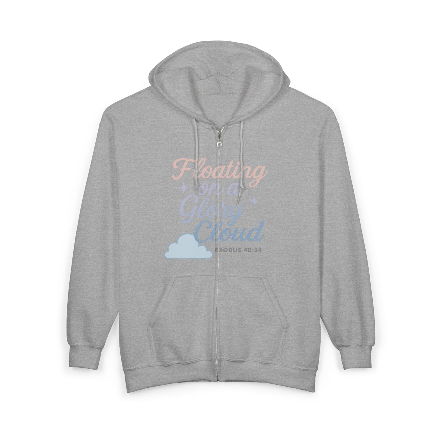 Floating on a Glory Cloud Zip Hoodie — Christian Faith Graphic Full‑Zip Sweatshirt