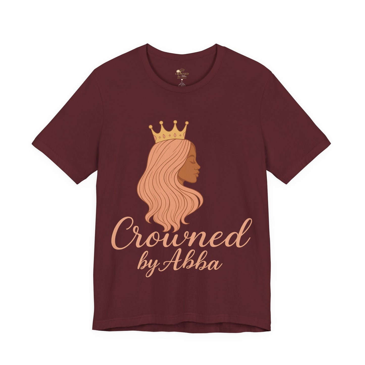 Crowned by Abba T-Shirt — Pastel Crown & Ribbon Christian Inspirational Tee