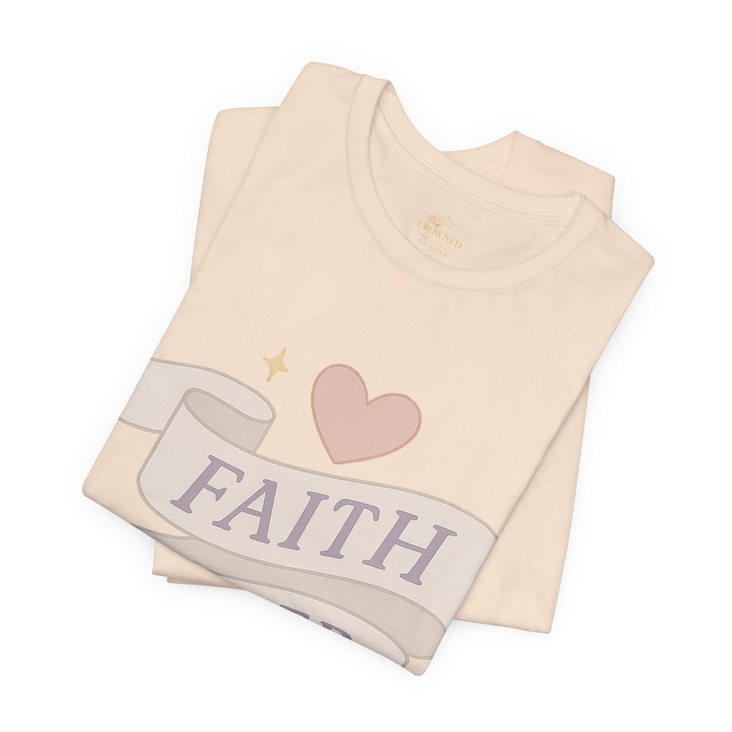 Faith Over Fear T-Shirt — Pastel Crown & Ribbon Christian Inspirational Tee