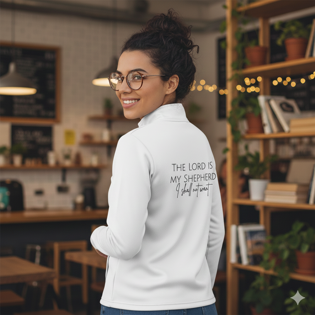 Quarter-Zip Pullover — "The Lord Is My Shepherd" Faith Pullover (Psalm 23)